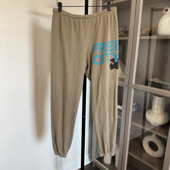 FREECITY Circa99 OG Sweatpants Lets Go Fluff Green Cotton Logo Leg Small S - Picture 1 of 6